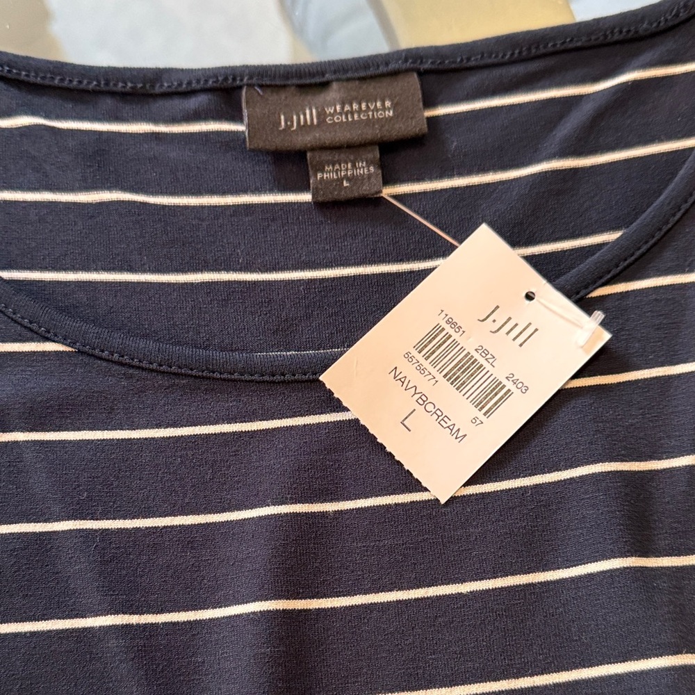 NWT 🌸 J Jill Wearever Striped Sleeveless Tank Top Size Large - Picture 5 of 6
